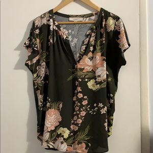 Loft mixed media blouse size M